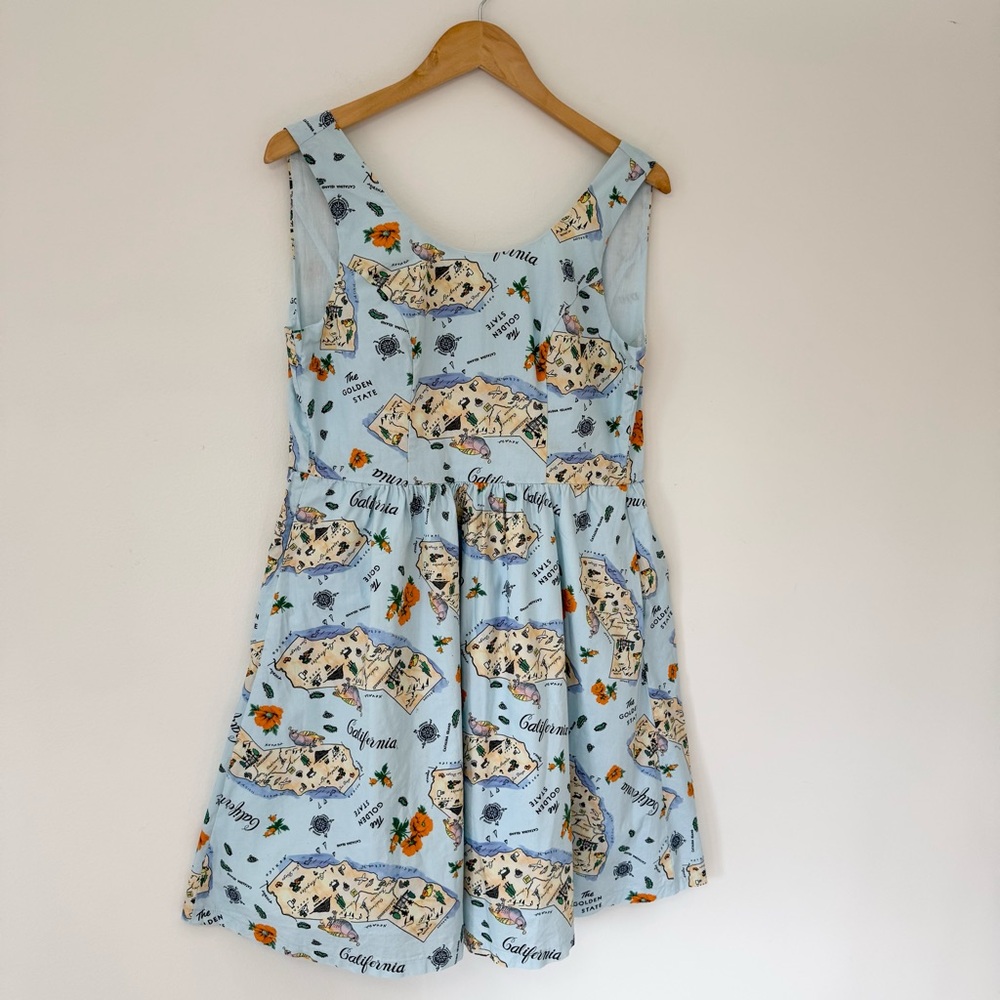 MODCLOTH Golden State California Novelty Print Fit & Flare Dress, Size M - Picture 4 of 16